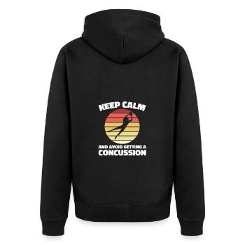 Staying calm and having a concussion - Unisex Premium Organic Zip Hoodie - black - Back - Nico (187cm)