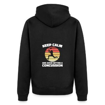 Staying calm and having a concussion - Unisex Premium Organic Zip Hoodie - black - Back - Nico (187cm)