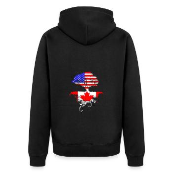 Canadian Roots American Grown Canada Flag - Unisex Premium Bio Zip Hoodie - Schwarz - Hinten - Nico (187cm)