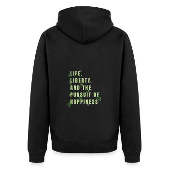 Life, Freedom and the Pursuit of Hoppiness - Unisex Premium Organic Zip Hoodie - black - Back - Nico (187cm)