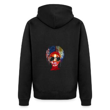 Philippinisch-amerikanische Freundschaft - Unisex Premium Bio Zip Hoodie - Schwarz - Hinten - Nico (187cm)