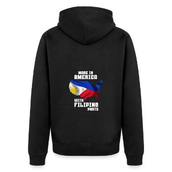 Made in America with Filipino parts - Unisex Premium Organic Zip Hoodie - black - Back - Nico (187cm)