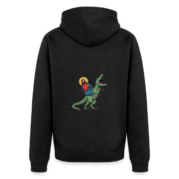 Cool Jesus Rides Dinosaur Funnier - Unisex Premium Organic Zip Hoodie - black - Back - Nico (187cm)