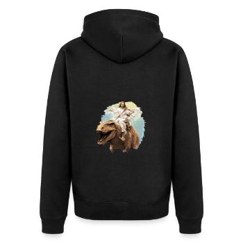 Cool Jesus Rides Dinosaur Funnier - Unisex Premium Organic Zip Hoodie - black - Back - Nico (187cm)