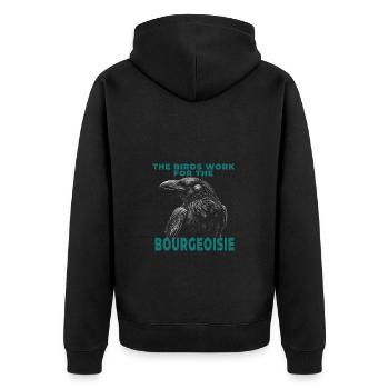 Les oiseaux travaillent pour la bourgeoisie - Veste à capuche bio Premium Unisexe - noir - Dos - Nico (187cm)