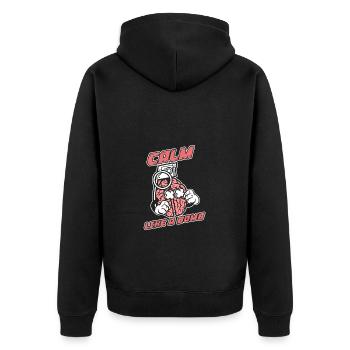Calm as a bomb National - Unisex Premium Organic Zip Hoodie - black - Back - Nico (187cm)
