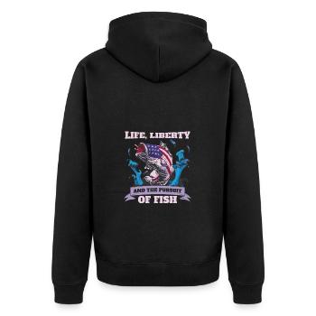 Leben Freiheit Und Die Verfolgung Von Fisch - Unisex Premium Bio Zip Hoodie - Schwarz - Hinten - Nico (187cm)