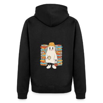 Groovy Lire la suite Livres Ghost Cute Funny - Veste à capuche bio Premium Unisexe - noir - Dos - Nico (187cm)