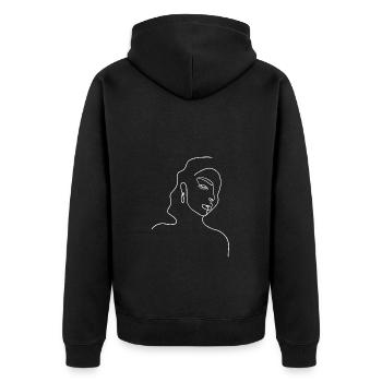 Line Art Gezeichnete Frau Mit Hut Design - Unisex Premium Bio Zip Hoodie - Schwarz - Hinten - Nico (187cm)