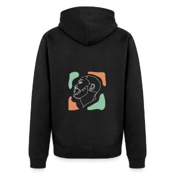 Line Art Gezeichnete Frau Mit Hut Design - Unisex Premium Bio Zip Hoodie - Schwarz - Hinten - Nico (187cm)