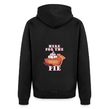 Hier Für Die Torte Kürbiskuchen Thanksgiving - Unisex Premium Bio Zip Hoodie - Schwarz - Hinten - Nico (187cm)