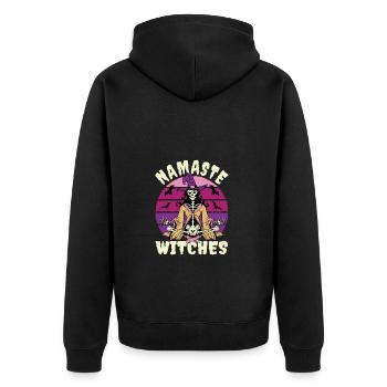 Namaste Sorcières Yoga Halloween Balai costumé - Veste à capuche bio Premium Unisexe - noir - Dos - Nico (187cm)
