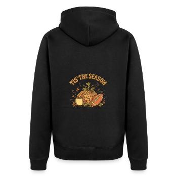 Es Ist Die Jahreszeit Pumpkin Spice Latte - Unisex Premium Bio Zip Hoodie - Schwarz - Hinten - Nico (187cm)