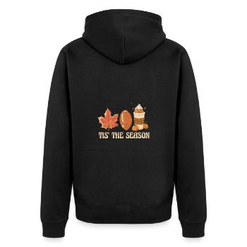 Es Ist Die Jahreszeit Pumpkin Spice Latte - Unisex Premium Bio Zip Hoodie - Schwarz - Hinten - Nico (187cm)
