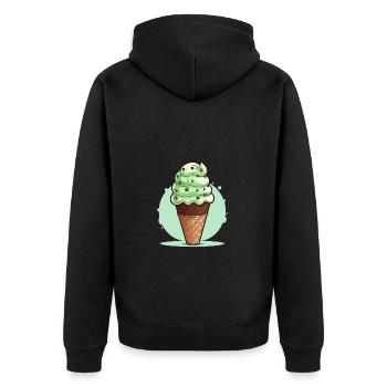 Mint Chocolate Chip Ice Cream Cone - Unisex Premium Organic Zip Hoodie - black - Back - Nico (187cm)