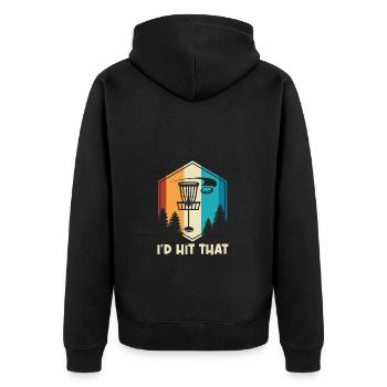 I'd Hit the Disc Disc Golf Disc - Unisex Premium Organic Zip Hoodie - black - Back - Nico (187cm)