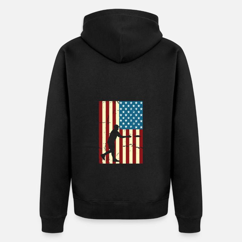 Scheibengolf Scheibengolfer American Falg Patriot - Unisex Premium Bio Zip Hoodie - Schwarz
