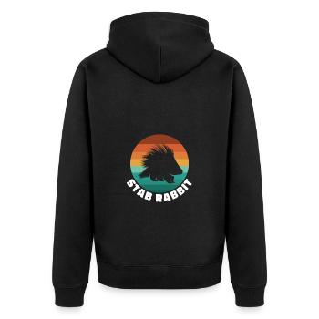 Stab Kaninchen Stachelschwein Wildlife - Unisex Premium Bio Zip Hoodie - Schwarz - Hinten - Nico (187cm)