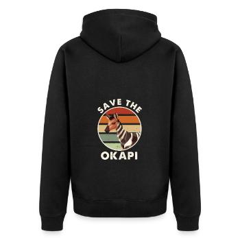 Okapi Sunset Spirit Animal - Unisex Premium Bio Zip Hoodie - Schwarz - Hinten - Nico (187cm)