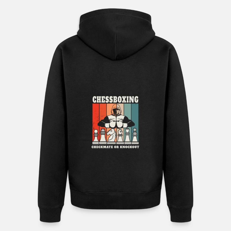 Schachboxen - Schachmatt Oder Knockout Schachboxen - Unisex Premium Bio Zip Hoodie - Schwarz