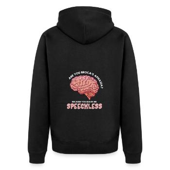 Empower Aphasia Awareness Connection - Unisex Premium Bio Zip Hoodie - Schwarz - Hinten - Nico (187cm)