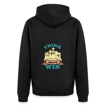 Schach Denken Bewegen Gewinnen Chess Master Club - Unisex Premium Bio Zip Hoodie - Schwarz - Hinten - Nico (187cm)