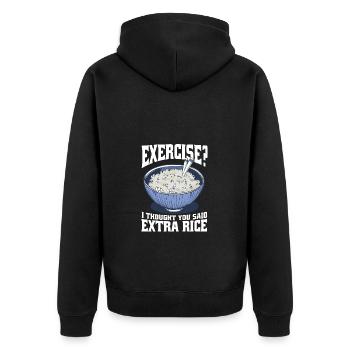 Übung Ich Dachte, Sie Sagten Extra Reis Lustig - Unisex Premium Bio Zip Hoodie - Schwarz - Hinten - Nico (187cm)