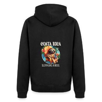 Costa Rica Sloth Like A Tropisches Faultier - Unisex Premium Bio Zip Hoodie - Schwarz - Hinten - Nico (187cm)