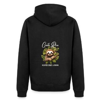 Costa Rica Sloth Like A Tropisches Faultier - Unisex Premium Bio Zip Hoodie - Schwarz - Hinten - Nico (187cm)