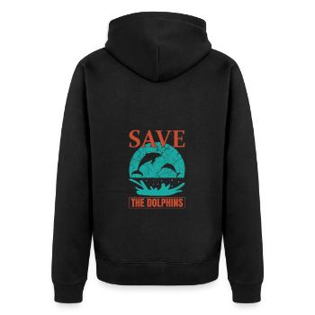 Rettet Den Delfin Schweinswal Cochito - Unisex Premium Bio Zip Hoodie - Schwarz - Hinten - Nico (187cm)