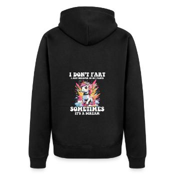 I don't fart, I whisper in my pants - - Unisex Premium Organic Zip Hoodie - black - Back - Nico (187cm)