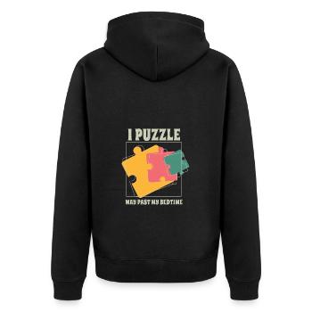 I'm puzzling far beyond my bedtime - Unisex Premium Organic Zip Hoodie - black - Back - Nico (187cm)