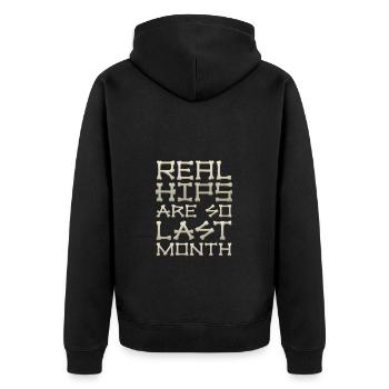 Real Hips Are So Last Month Joint Replacement - Unisex Premium Organic Zip Hoodie - black - Back - Nico (187cm)