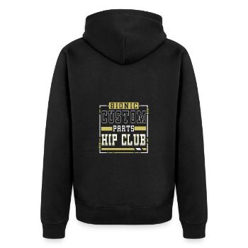Bionic Custom Parts Club Hip Prosthesis Surgery - Unisex Premium Organic Zip Hoodie - black - Back - Nico (187cm)