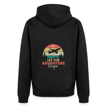 Que l’aventure commence - voyager en avion - Veste à capuche bio Premium Unisexe - noir - Dos - Nico (187cm)