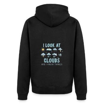 I look at the clouds and I know things - - Unisex Premium Organic Zip Hoodie - black - Back - Nico (187cm)