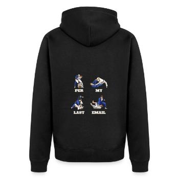 My last e-mail - Humor in the office - Unisex Premium Organic Zip Hoodie - black - Back - Nico (187cm)
