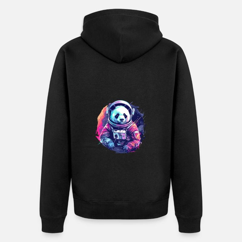 Panda Astronaut - Bamboo Rocket Adventures - Veste à capuche bio Premium Unisexe - noir