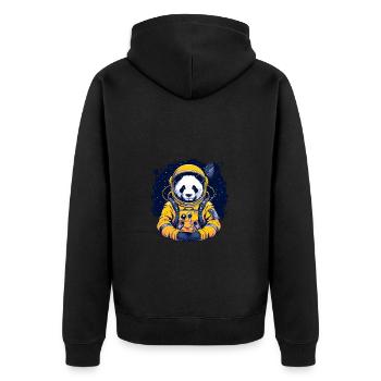 Panda Astronaut - Bamboo Rocket Adventures - Unisex Premium Bio Zip Hoodie - Schwarz - Hinten - Nico (187cm)