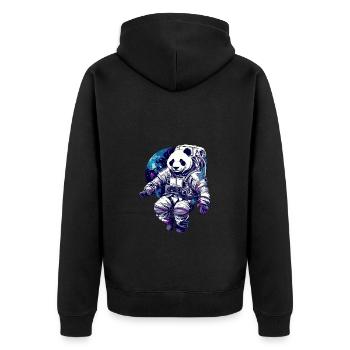 Panda Astronaut - Bamboo Rocket Adventures - Unisex Premium Bio Zip Hoodie - Schwarz - Hinten - Nico (187cm)