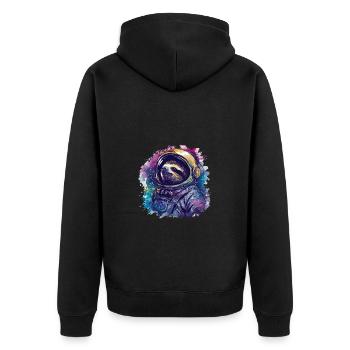 Faultier-Astronaut - Eine Weltraumreise In - Unisex Premium Bio Zip Hoodie - Schwarz - Hinten - Nico (187cm)