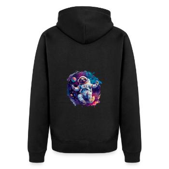 Faultier-Astronaut - Eine Weltraumreise In - Unisex Premium Bio Zip Hoodie - Schwarz - Hinten - Nico (187cm)