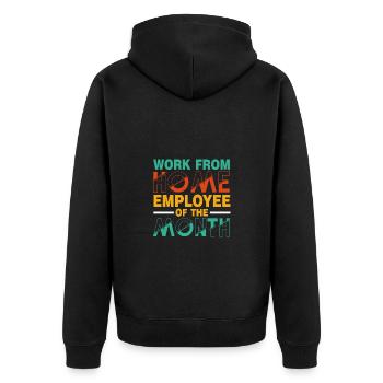 Von Zu Hause Aus Arbeiten - Mitarbeiter Des Monats - Unisex Premium Bio Zip Hoodie - Schwarz - Hinten - Nico (187cm)