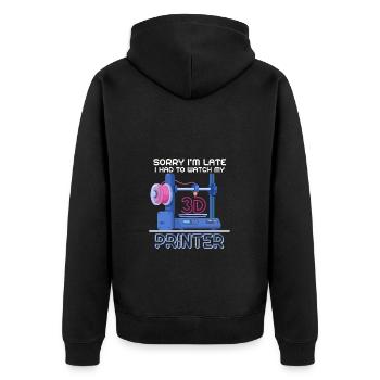 Sorry Ich Bin Zu Spät - 3D Drucker 3D Druck - Unisex Premium Bio Zip Hoodie - Schwarz - Hinten - Nico (187cm)