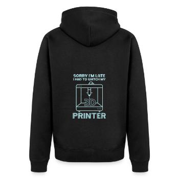 Sorry Ich Bin Zu Spät - 3D Drucker 3D Druck - Unisex Premium Bio Zip Hoodie - Schwarz - Hinten - Nico (187cm)