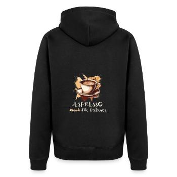 Espresso Life Balance Kaffee Espressomaschine - Unisex Premium Bio Zip Hoodie - Schwarz - Hinten - Nico (187cm)
