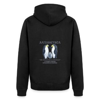 Antarktis - Der Internationale Kontinent - Unisex Premium Bio Zip Hoodie - Schwarz - Hinten - Nico (187cm)