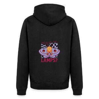 Y'all Got Any... Uhh... Lamps Motte - Unisex Premium Bio Zip Hoodie - Schwarz - Hinten - Nico (187cm)