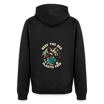 Gardez la mer sans plastique tortue Motif - Veste à capuche bio Premium Unisexe - noir - Dos - Nico (187cm)