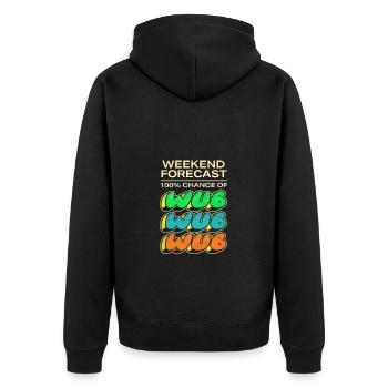 Wochenendprognose 100% Chance auf Wub Wub - Unisex Premium Bio Zip Hoodie - Schwarz - Hinten - Nico (187cm)